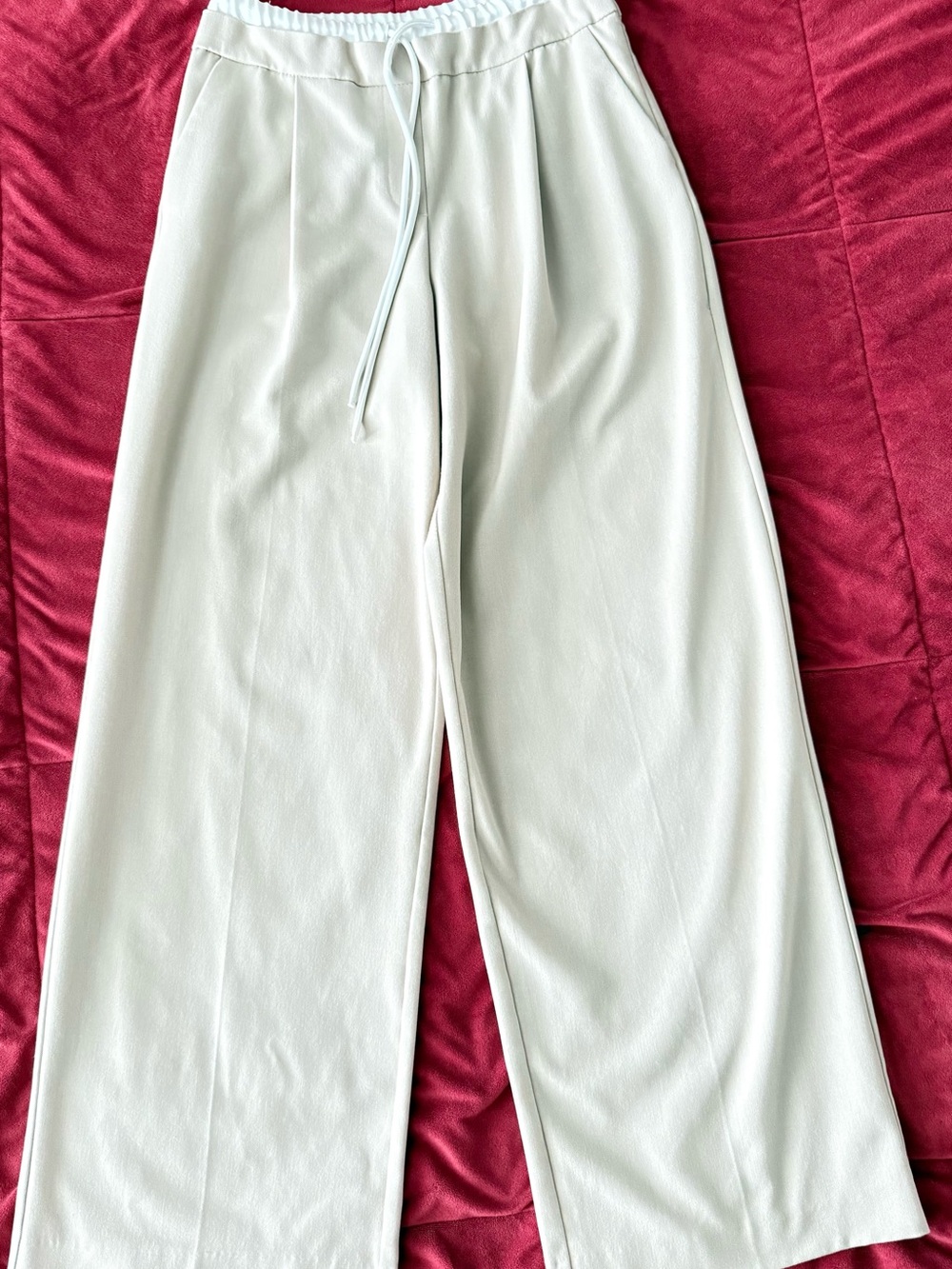 Zara Cream Wide-Leg Drawstring Sweatpants